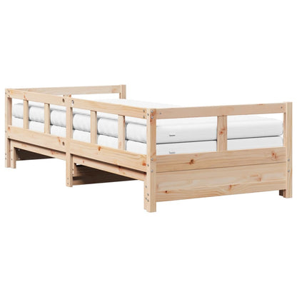 Slaapbank met onderschuifbed en matras 90x190 cm grenenhout