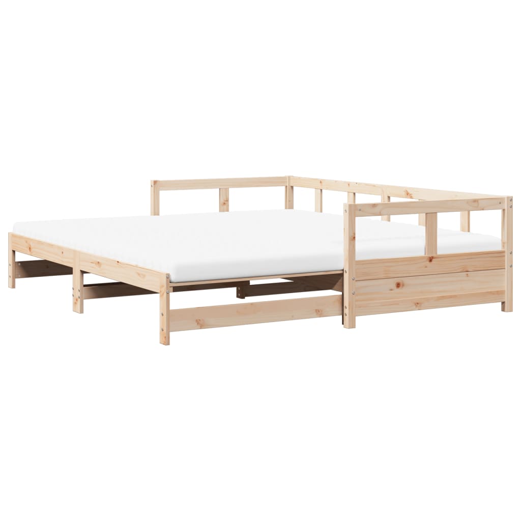 Slaapbank met onderschuifbed en matras 90x190 cm grenenhout
