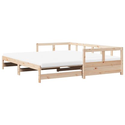 Slaapbank met onderschuifbed en matras 90x190 cm grenenhout
