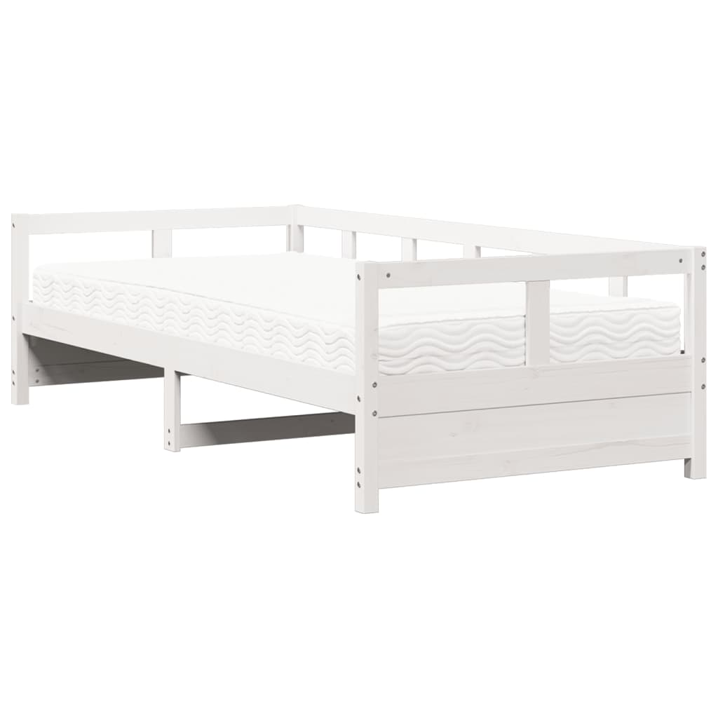 Slaapbank met matras 80x200 cm massief grenenhout wit