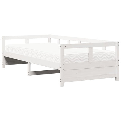 Slaapbank met matras 80x200 cm massief grenenhout wit