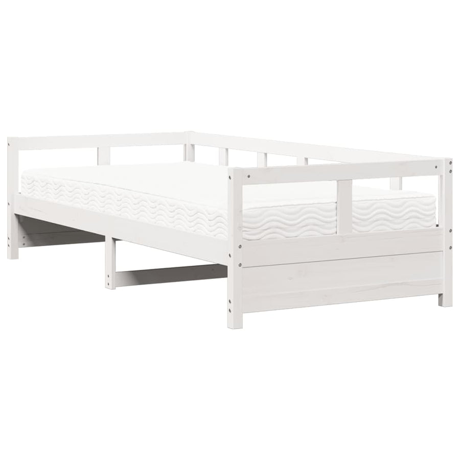 Slaapbank met matras 80x200 cm massief grenenhout wit