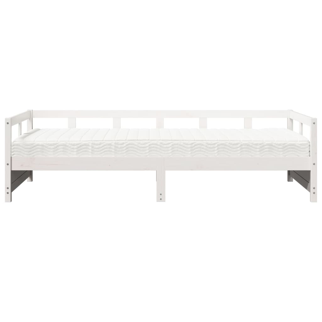 Slaapbank met matras 80x200 cm massief grenenhout wit