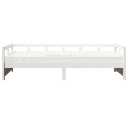Slaapbank met matras 80x200 cm massief grenenhout wit