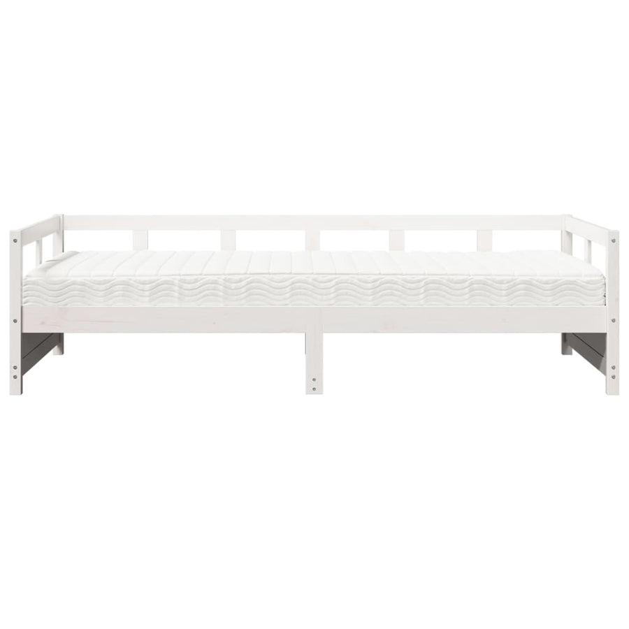 Slaapbank met matras 80x200 cm massief grenenhout wit