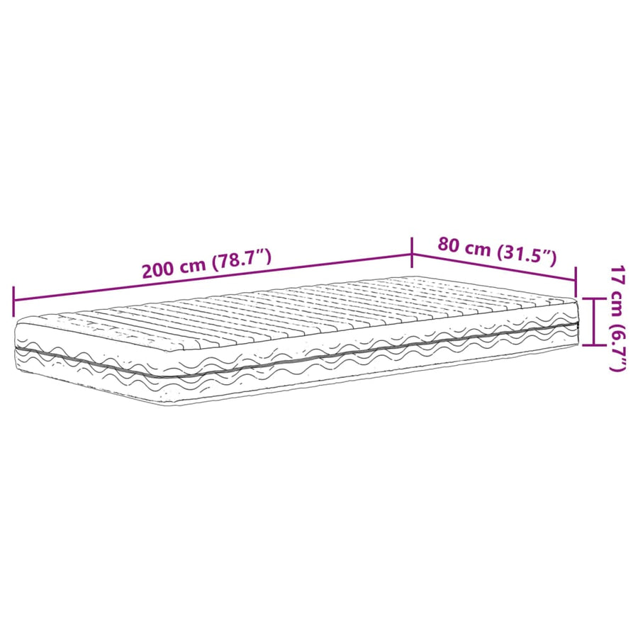 Slaapbank met matras 80x200 cm massief grenenhout wit