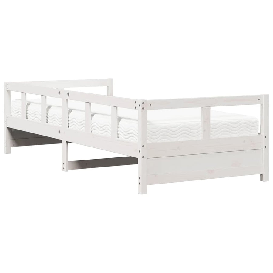 Slaapbank met matras 80x200 cm massief grenenhout wit
