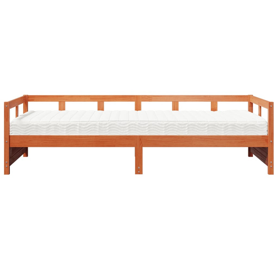 Slaapbank met matras 80x200 cm massief grenenhout wasbruin