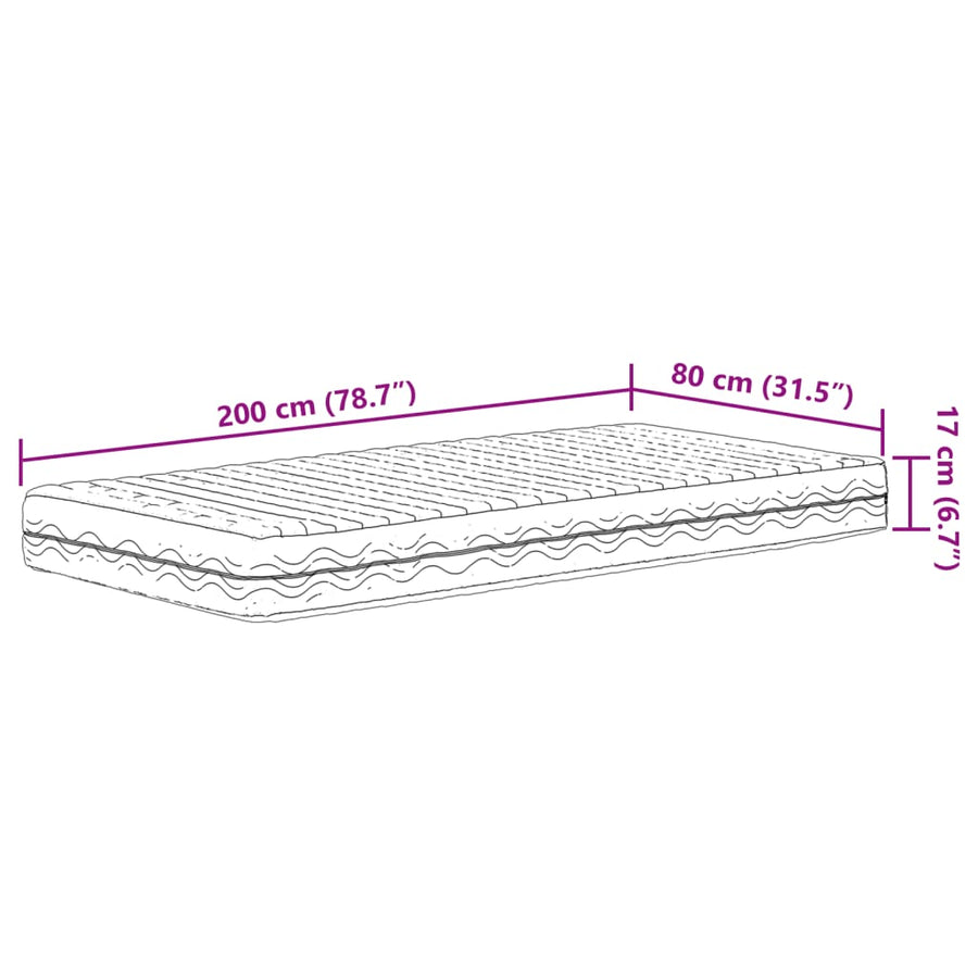 Slaapbank met matras 80x200 cm massief grenenhout wasbruin