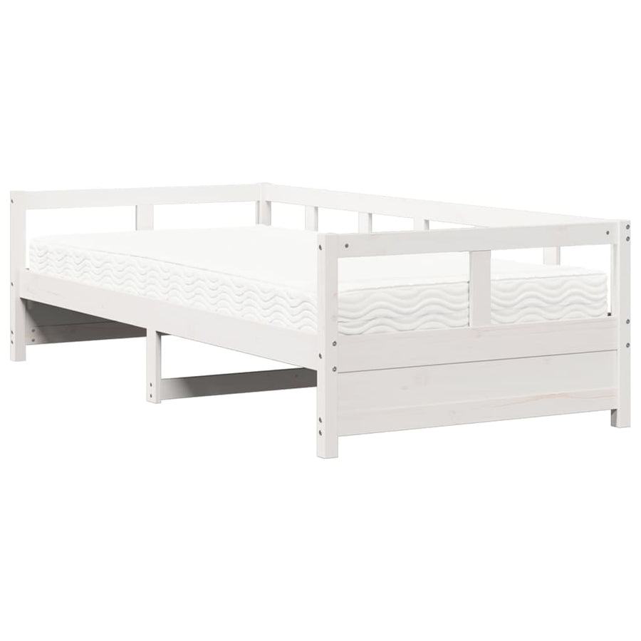 Slaapbank met matras 90x200 cm massief grenenhout wit