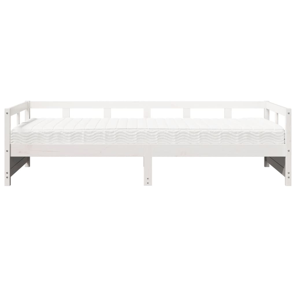 Slaapbank met matras 90x200 cm massief grenenhout wit