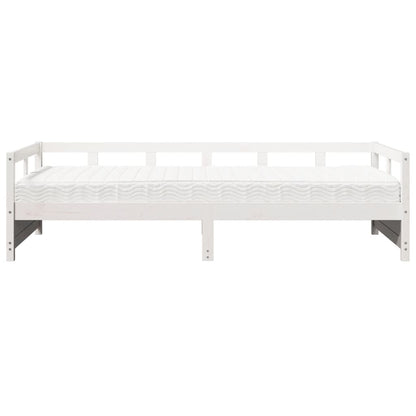 Slaapbank met matras 90x200 cm massief grenenhout wit