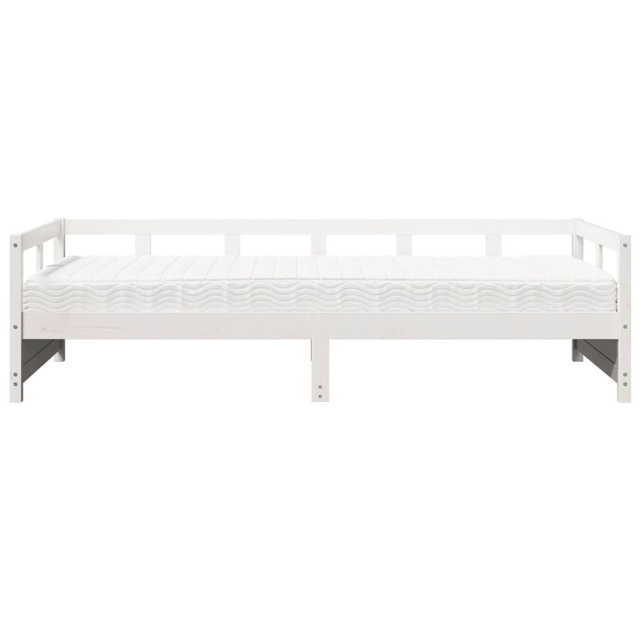 Slaapbank met matras 90x200 cm massief grenenhout wit