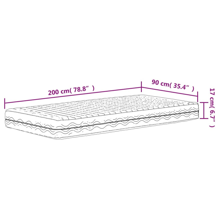 Slaapbank met matras 90x200 cm massief grenenhout wit