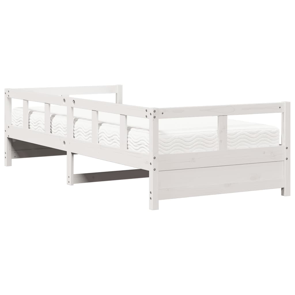 Slaapbank met matras 90x200 cm massief grenenhout wit