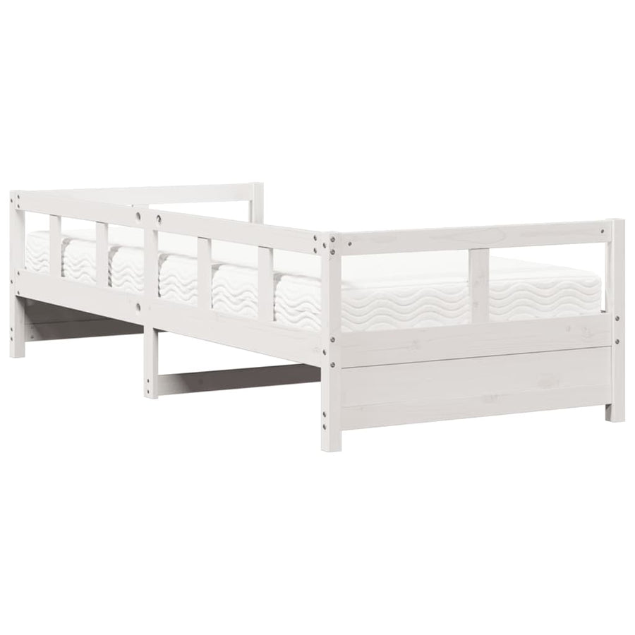 Slaapbank met matras 90x200 cm massief grenenhout wit
