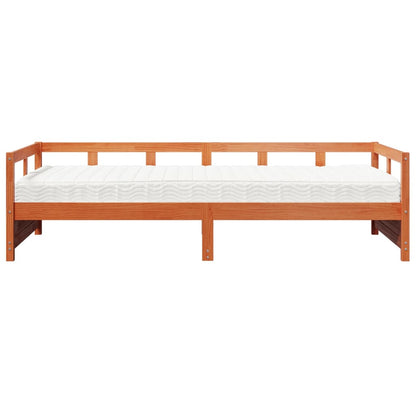 Slaapbank met matras 90x200 cm massief grenenhout wasbruin