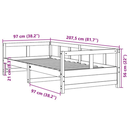 Slaapbank met matras 90x200 cm massief grenenhout wasbruin