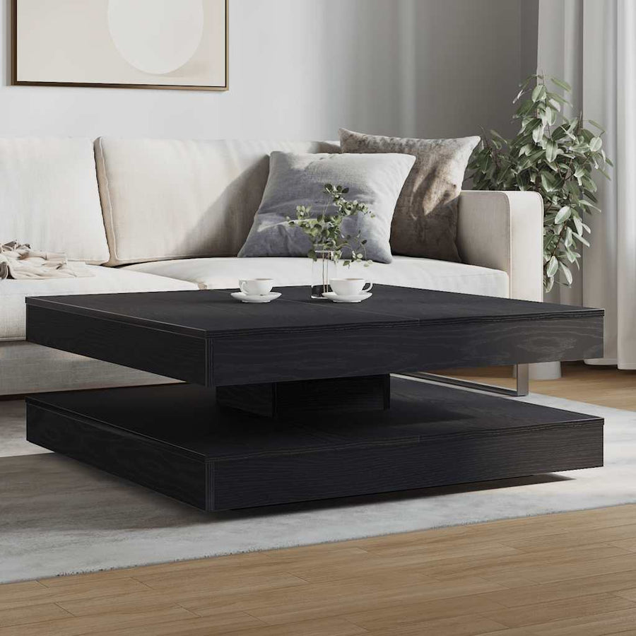 Salontafel 360 graden draaibaar 90x90x34,5 cm zwart eikenkleur