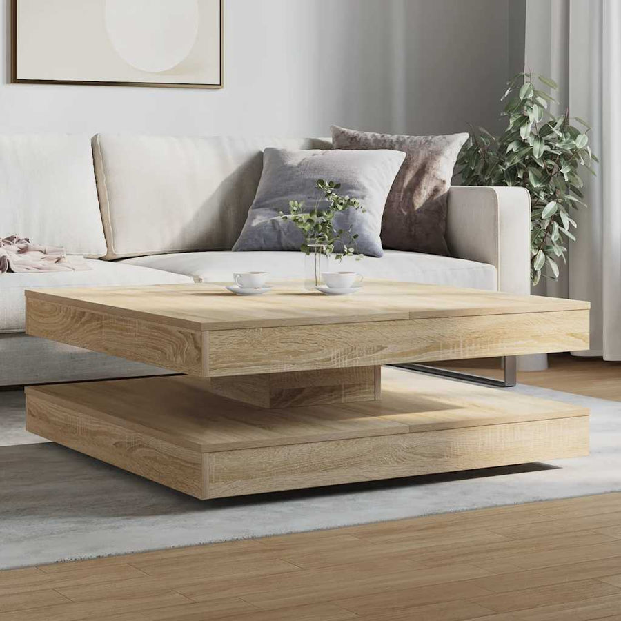 Salontafel 360 graden draaibaar 90x90x34,5 cm sonoma eikenkleur