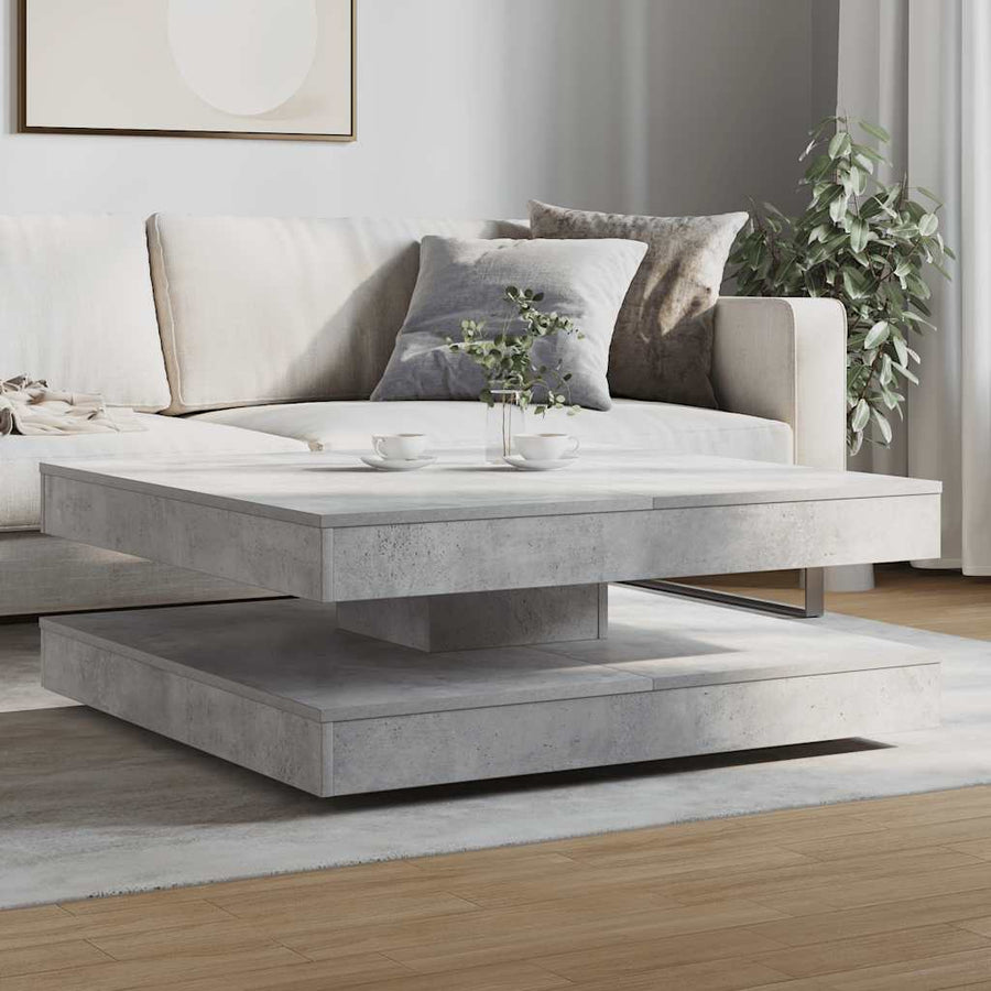Salontafel 360 graden draaibaar 90x90x34,5 cm betongrijs