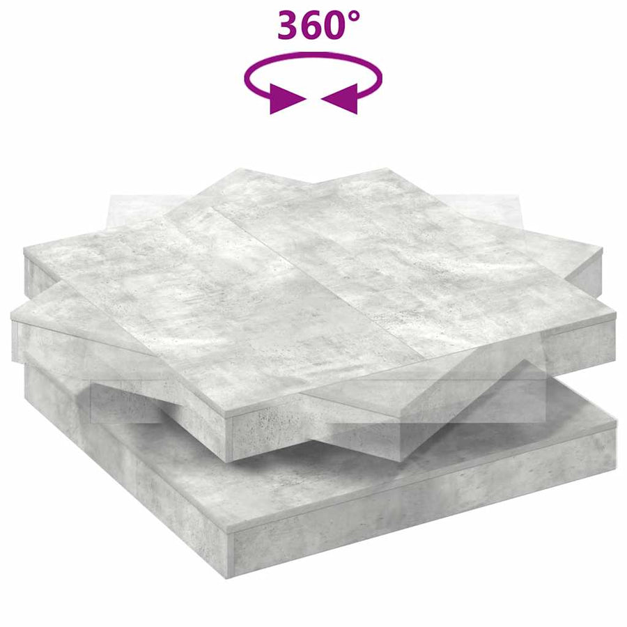Salontafel 360 graden draaibaar 90x90x34,5 cm betongrijs