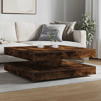 Salontafel 360 graden draaibaar 90x90x34,5 cm gerookt eiken