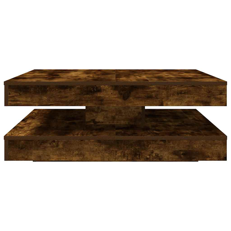 Salontafel 360 graden draaibaar 90x90x34,5 cm gerookt eiken