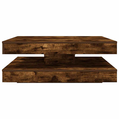 Salontafel 360 graden draaibaar 90x90x34,5 cm gerookt eiken