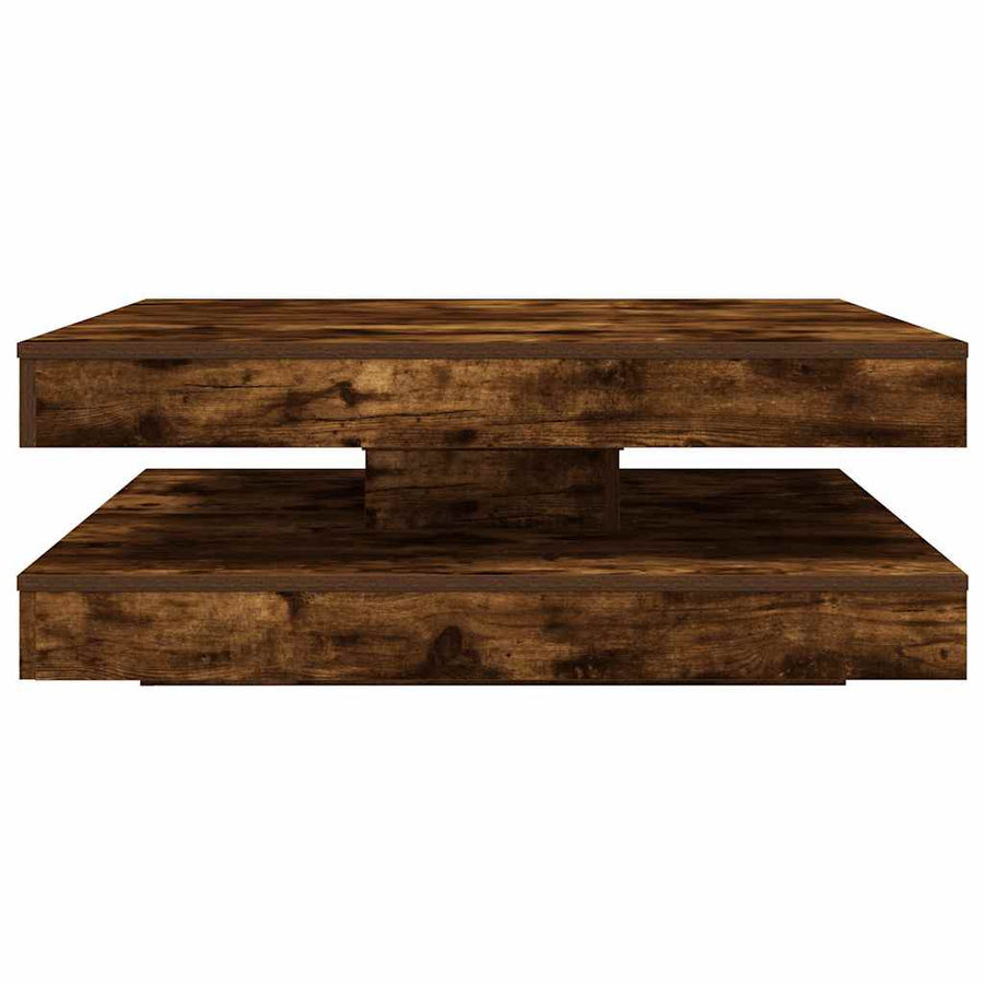 Salontafel 360 graden draaibaar 90x90x34,5 cm gerookt eiken