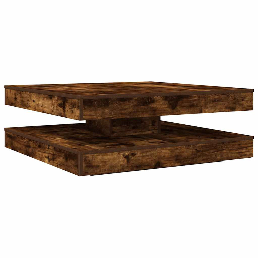Salontafel 360 graden draaibaar 90x90x34,5 cm gerookt eiken