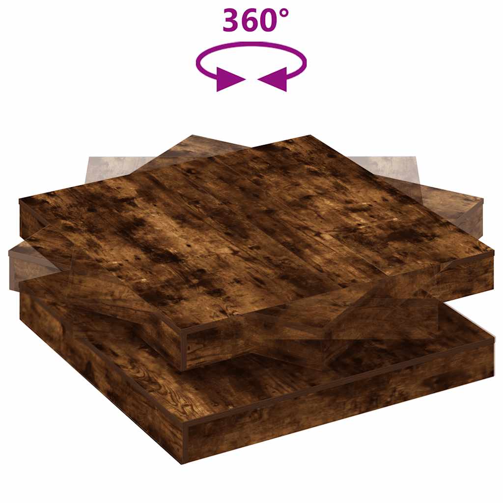 Salontafel 360 graden draaibaar 90x90x34,5 cm gerookt eiken