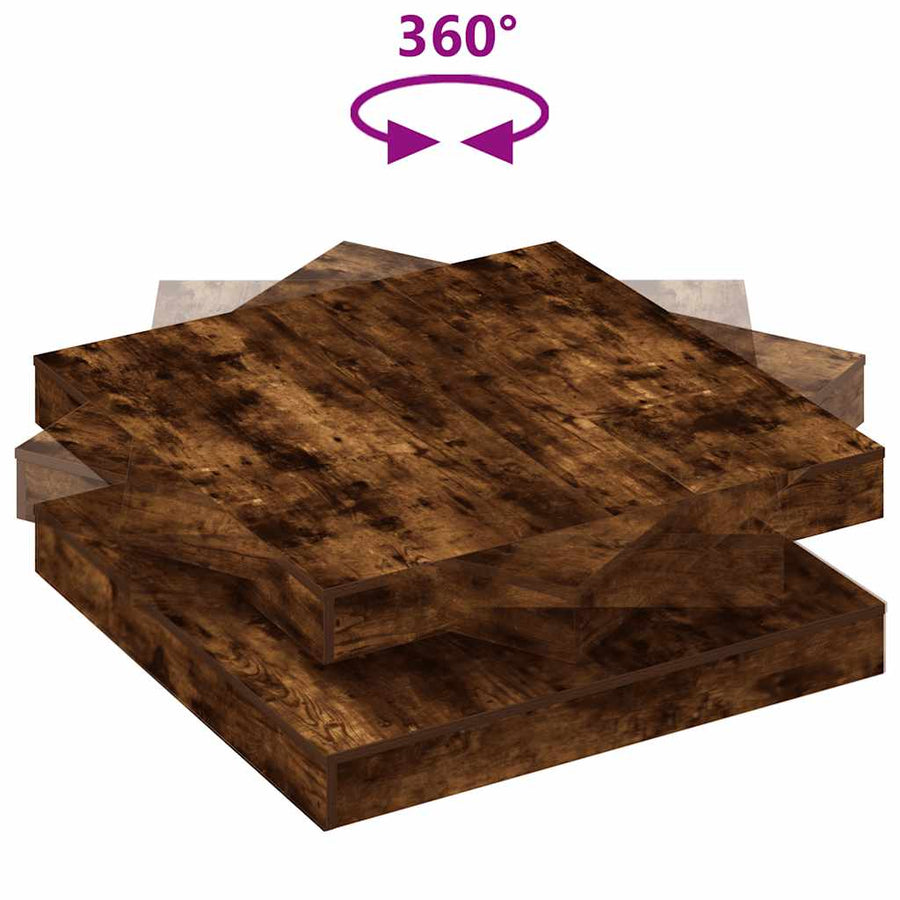 Salontafel 360 graden draaibaar 90x90x34,5 cm gerookt eiken