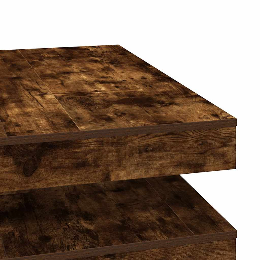 Salontafel 360 graden draaibaar 90x90x34,5 cm gerookt eiken