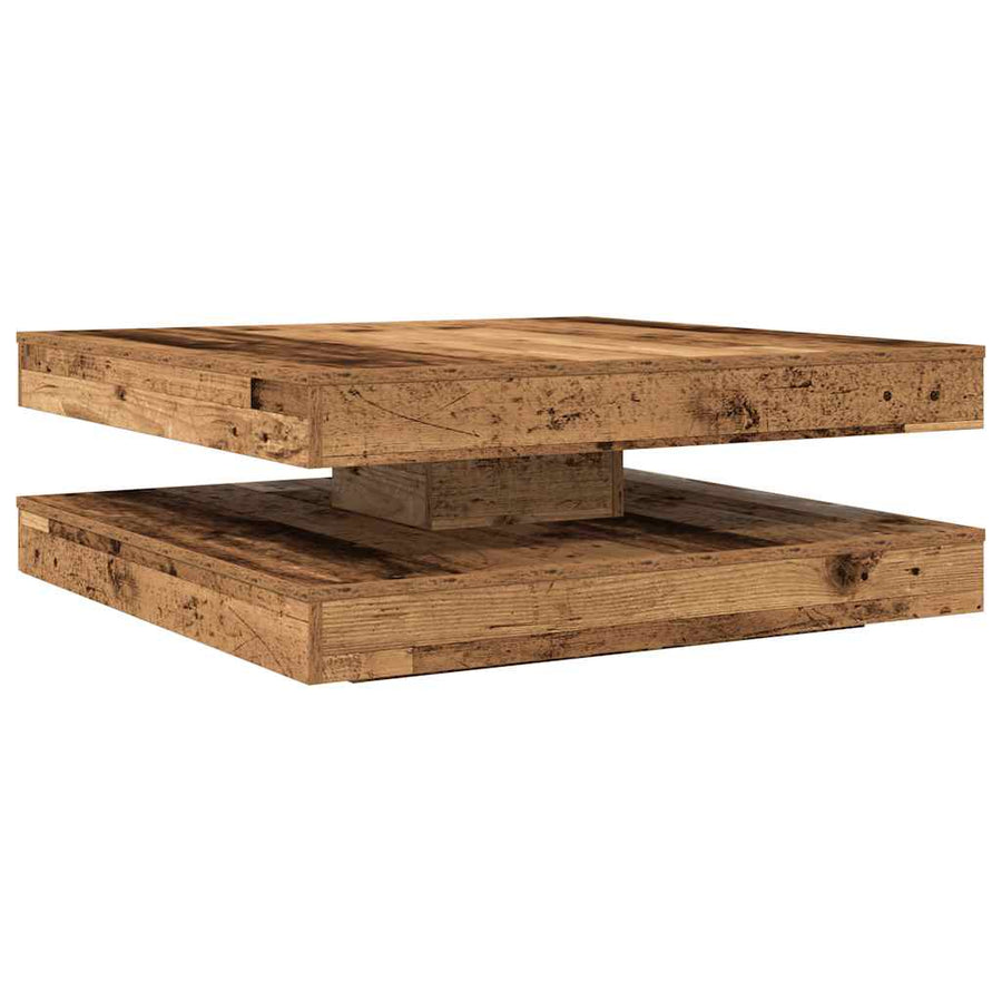 Salontafel 360 graden draaibaar 90x90x34,5 cm oud houtkleurig