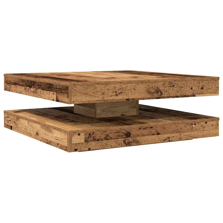 Salontafel 360 graden draaibaar 90x90x34,5 cm oud houtkleurig