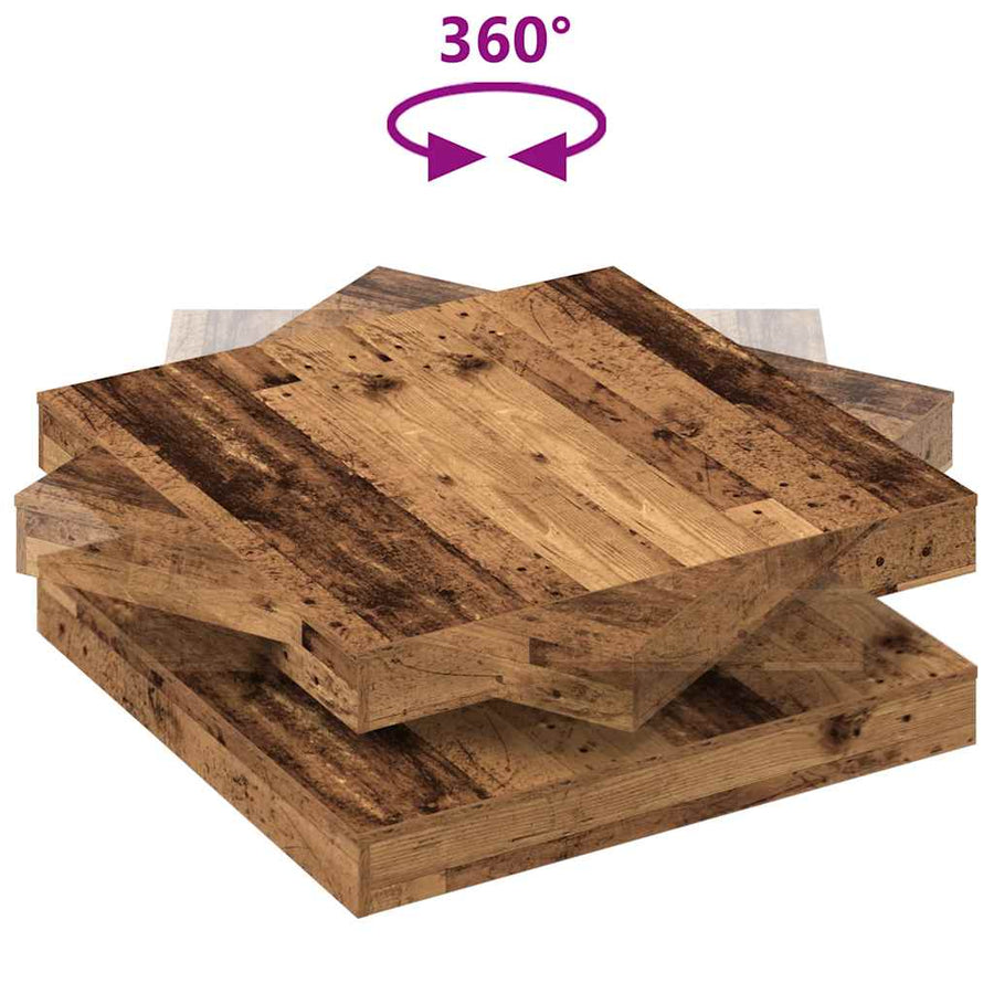 Salontafel 360 graden draaibaar 90x90x34,5 cm oud houtkleurig