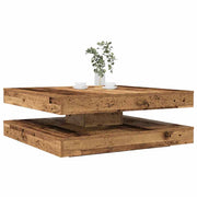 Salontafel 90x90x34,5 cm draaibaar oud houtkleurig