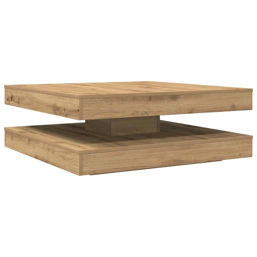 Salontafel 360 graden draaibaar 90x90x34,5 cm artisanaal eiken