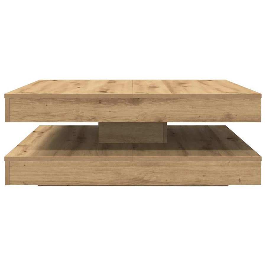 Salontafel 360 graden draaibaar 90x90x34,5 cm artisanaal eiken