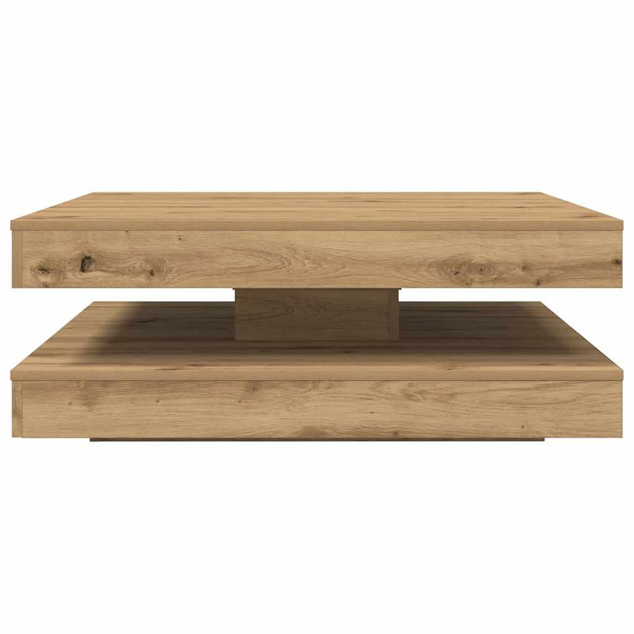 Salontafel 360 graden draaibaar 90x90x34,5 cm artisanaal eiken