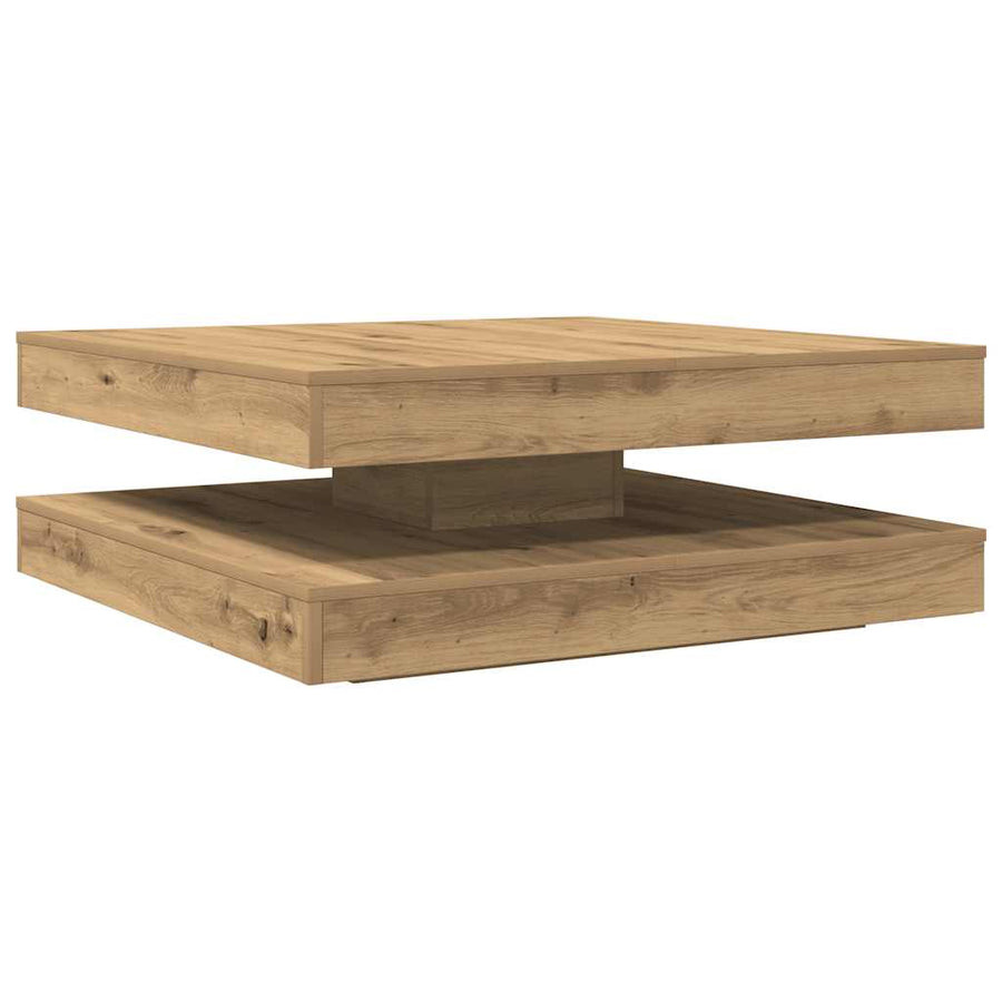 Salontafel 360 graden draaibaar 90x90x34,5 cm artisanaal eiken