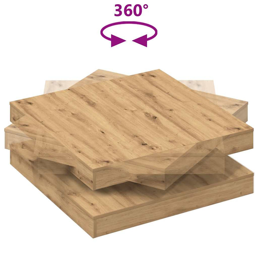 Salontafel 360 graden draaibaar 90x90x34,5 cm artisanaal eiken