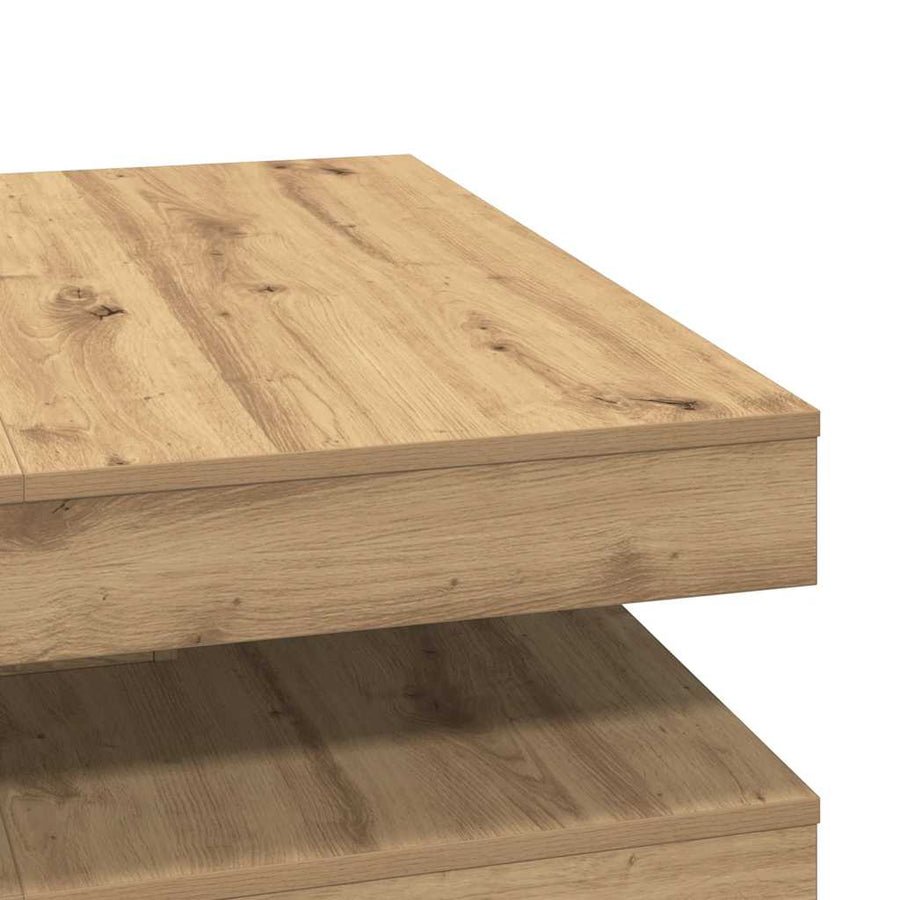Salontafel 360 graden draaibaar 90x90x34,5 cm artisanaal eiken