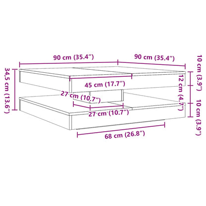Salontafel 360 graden draaibaar 90x90x34,5 cm artisanaal eiken