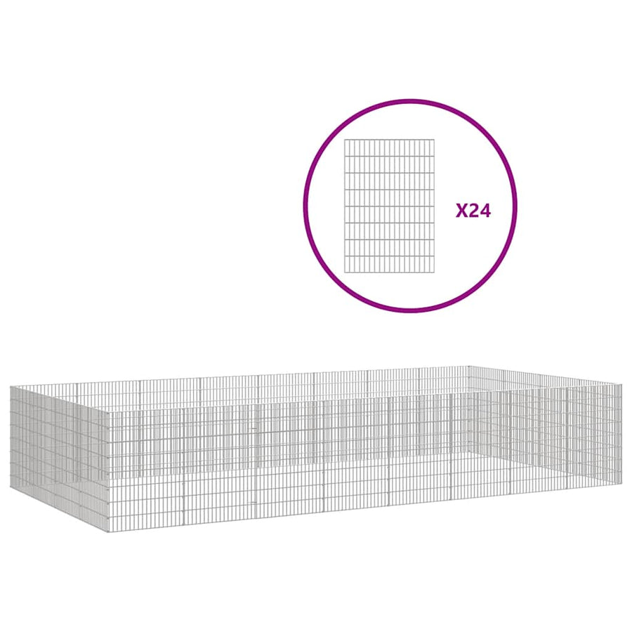 Dierenverblijf 24 Panelen Gegalvaniseerd Ijzer 54 x 80 cm