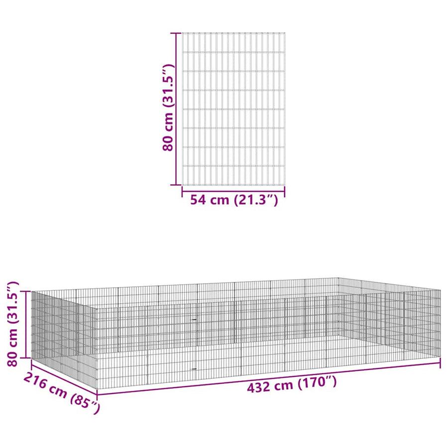 Dierenverblijf 24 Panelen Gegalvaniseerd Ijzer 54 x 80 cm