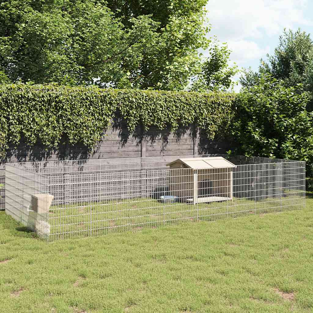 Dierenverblijf 24 Panelen Gegalvaniseerd Ijzer 54 x 80 cm