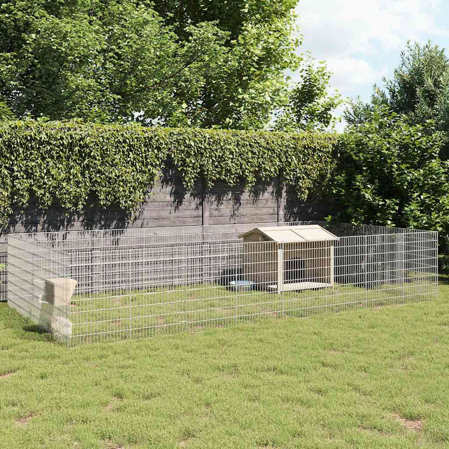 Dierenverblijf 24 Panelen Gegalvaniseerd Ijzer 54 x 80 cm