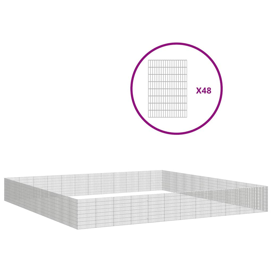 Dierenverblijf 48 Panelen Gegalvaniseerd Ijzer 54 x 80 cm